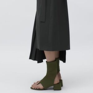 Zara NWT open toe neoprene leather ankle boots